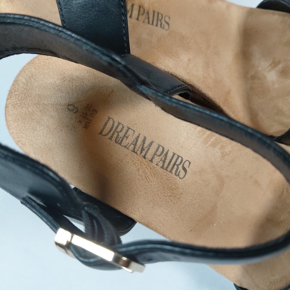 Women's Size 6 Dream Pairs Nini-8 Black Wedge Sandals Shoes Cork - Picture 13 of 15